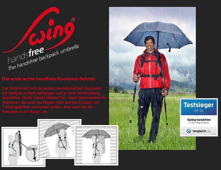 Handsfree | Trekkingschirme Regenschirme, Euroschirm echt Schirme gute - Swing Stöcke, | Ausrüstung Schwarz | Ausrüstung wildnissport.de |