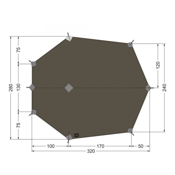 Tarp Wing 3 LT Sonnensegel Stone-Grey-Olive